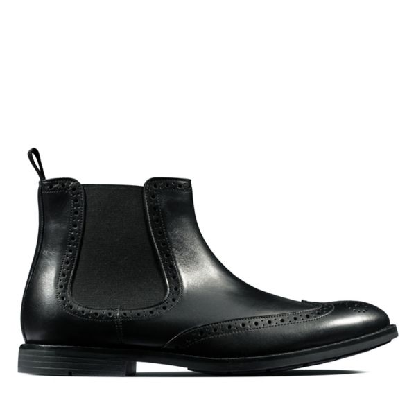 Clarks Mens Ronnie Top Chelsea Boots Black | UK-2741890